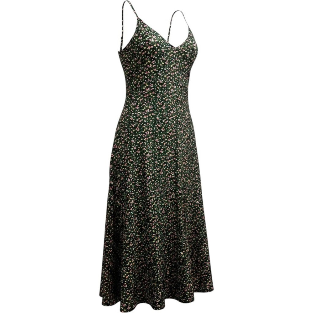 Floral Slip Maxi Dress - Dark Green